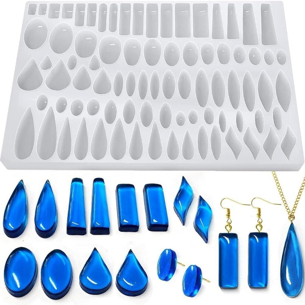 Stud Earrings Silicone Mold with 41 Paired Shapes, Rectangle Teardrop Dangle
